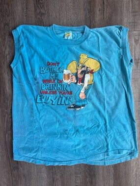 Vintage Don’t Bother Me Drinkin’ Cowboy Sleeveless T-Shirt - size XLarge